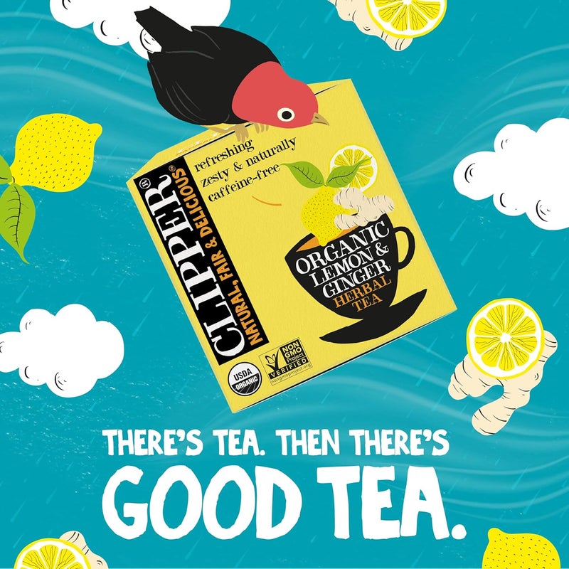 Clipper Organic Lemon & Ginger Herbal Tea - Caffeine Free, 50 Teabags - Image 5